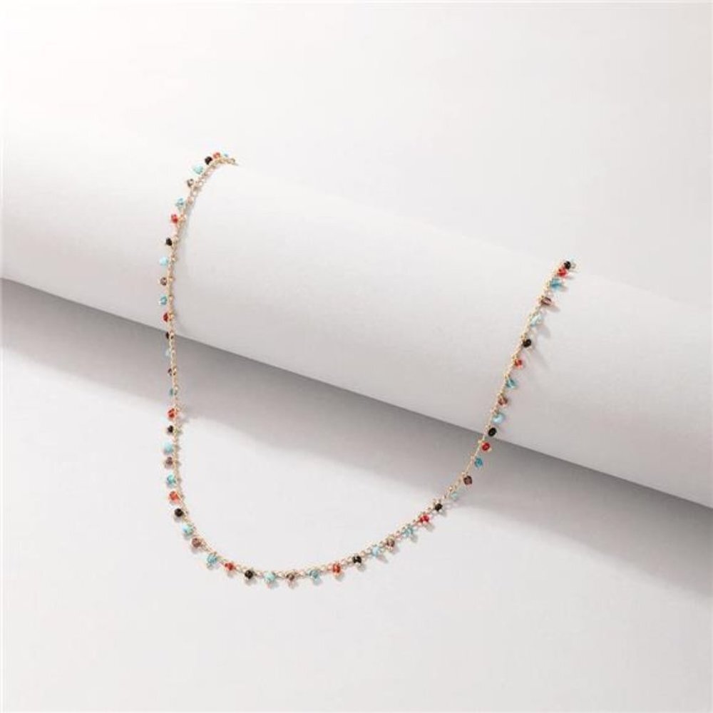 Gold Colored Round Beaded Beads Choker Necklace for Women - Picture 6 of 7